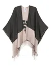 Liu •jo Poncho With Logo And Fringes In Gray