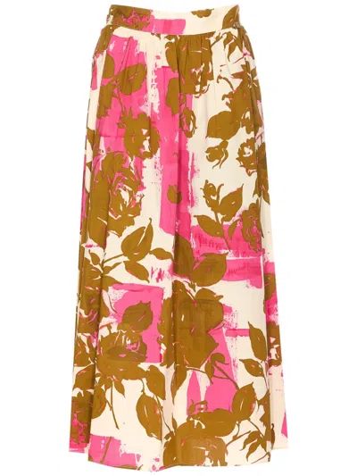 Liu •jo Poplin Midi Skirt In Neutrals