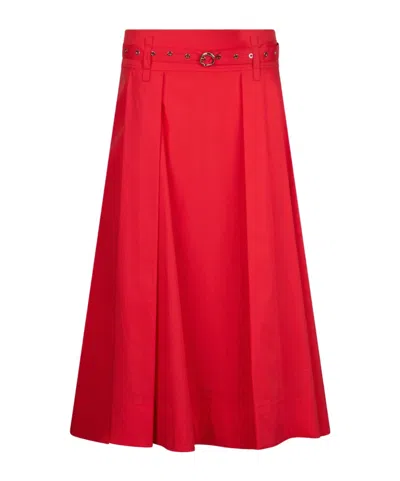 Liu •jo Poplin Midi Skirt In Red