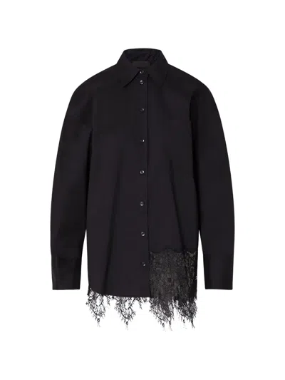 Liu •jo Poplin Shirt With Lace In Black