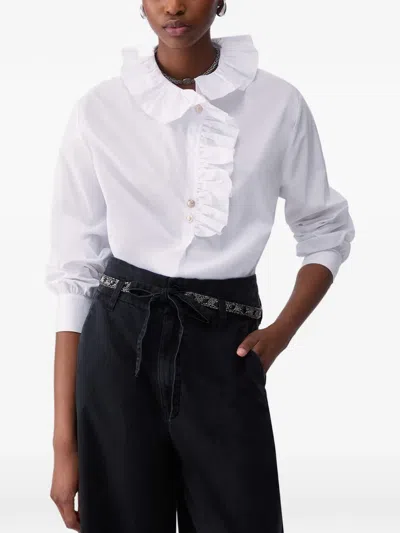Liu •jo Poplin Shirt With Ruffles In White