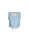 Liu •jo Liu Jo Pinstripe Denim Vest With V-neckline