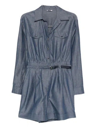 Liu •jo Press Stud-fastening Belted Jumpsuit In Blue