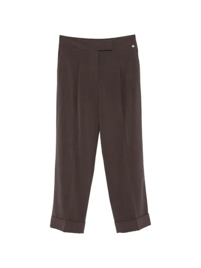 Liu •jo Pressed-crease Turn-up Trousers In Brown