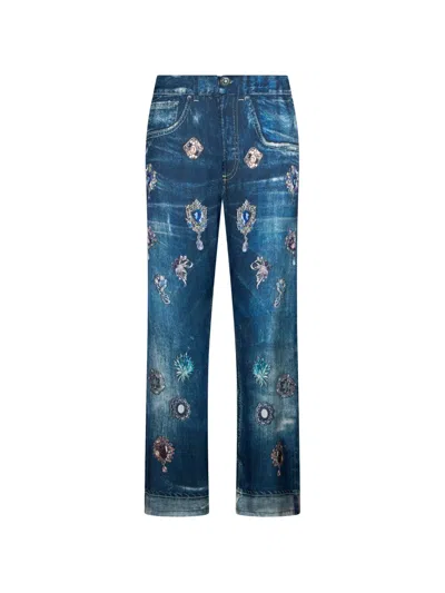 Liu •jo Print Button Jeans In Blue