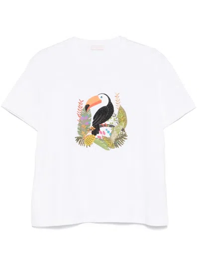 Liu •jo Printed Cotton T-shirt In White