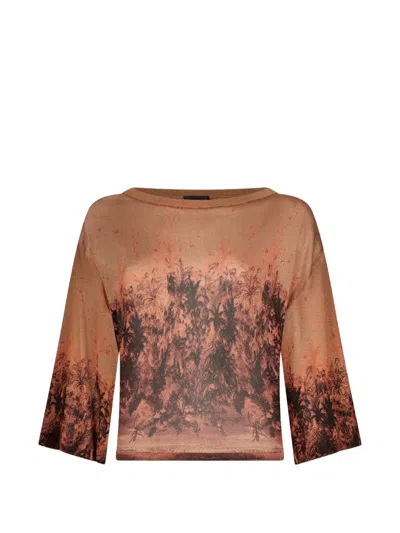 Liu •jo Printed Crew-neck Top In Multi