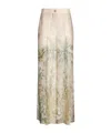 Liu •jo Printed Denim Wide-leg Pants In Nude