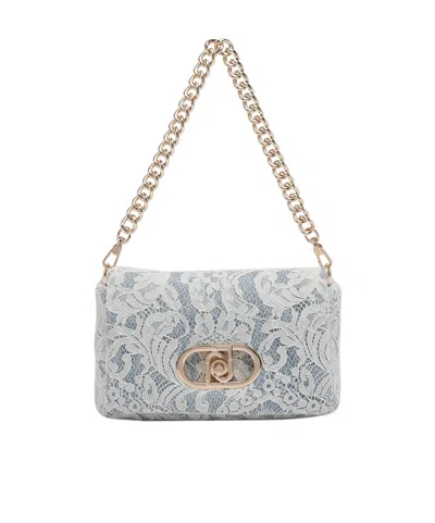 Liu •jo Logo Floral-embroidered Shoulder Bag In White