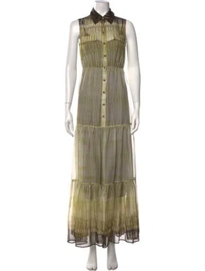 Pre-owned Liu •jo Printed Long Dress In Green