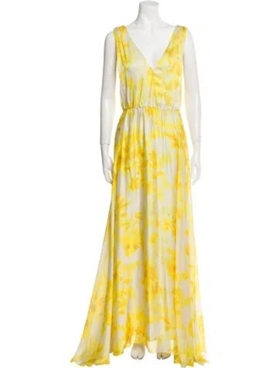 Pre-owned Liu •jo Printed Long Dress In Yellow