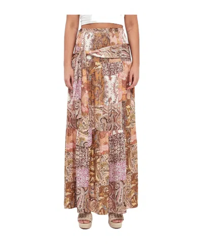 Liu •jo Printed Midi Skirt In Brown