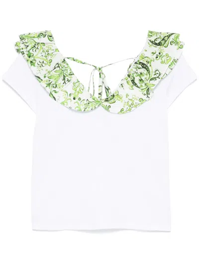 Liu •jo Printed-ruching T-shirt In White