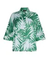 Liu •jo Liu Jo Relaxed-fit Multicolor Shirt With Tropical Palm Print In Green