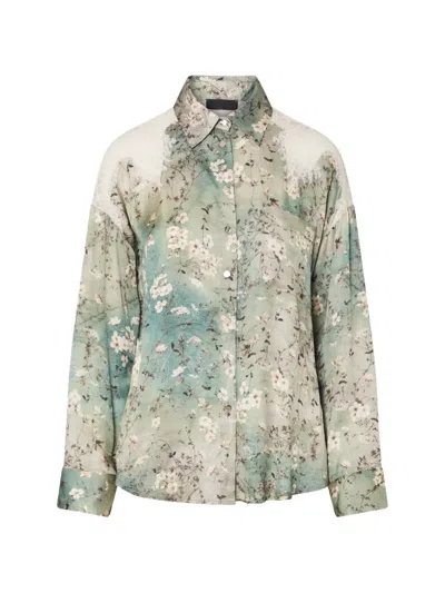 Liu •jo Printed Satin Shirt In Green