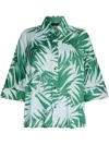 Liu •jo Liu Jo Relaxed-fit Multicolor Shirt With Tropical Palm Print In White