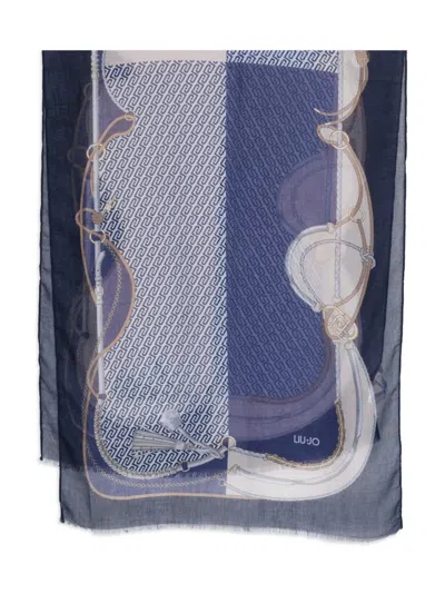 Liu •jo Printed Scarf In Blue