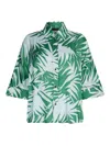 Liu •jo Liu Jo Relaxed-fit Multicolor Shirt With Tropical Palm Print In Green