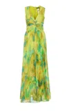 Liu •jo Tie-dye Pleated Jumpsuit In Green