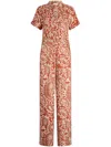 Liu •jo Printed Twill Jumpsuit In Orange