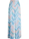 Liu •jo Liu Jo Soft Light Blue And Pink Printed Trousers In Blue