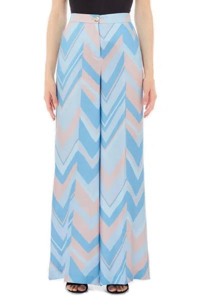 Liu •jo Liu Jo Soft Light Blue And Pink Printed Trousers