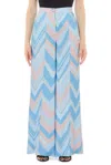 Liu •jo Liu Jo Soft Light Blue And Pink Printed Trousers In Multi