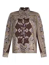 Liu •jo Printed Twill Shirt In Brown