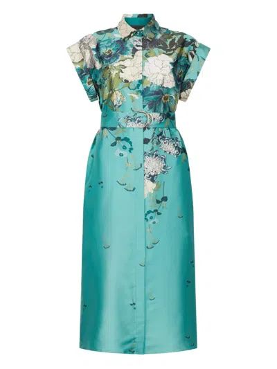 Liu •jo Printed Twill Shirt Dress In Green