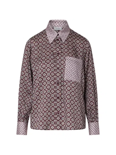 Liu •jo Printed Twill Shirt In Gray