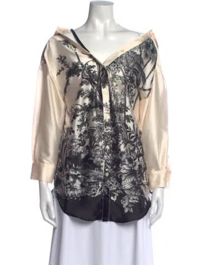 Pre-owned Liu •jo Printed V-neck Blouse In Neutral
