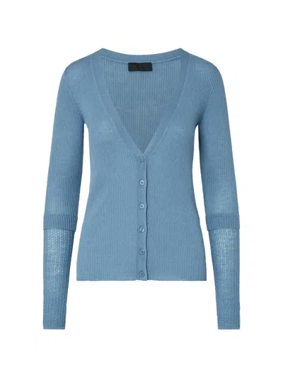 Liu •jo Pure Wool Cardigan In Blue