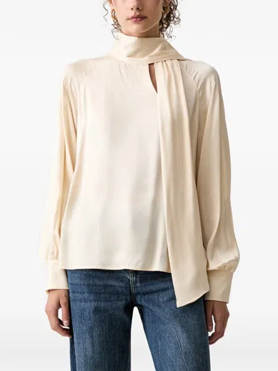 Liu •jo Pussy-bow Long-sleeve Blouse In Neutral