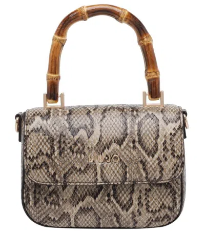Liu •jo Liu Jo Python Mocha Leather Bag In Gray