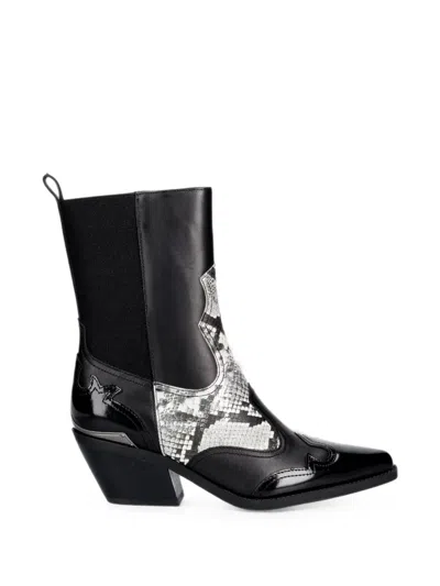 Liu •jo Python-print Cowboy Boots In Black