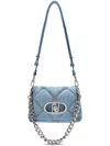 Liu •jo Denim Lapuffy Shoulder Bag With Chains In Blue