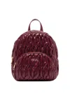 Liu •jo Quilted Burgundy Red Backpack With Adjustable Straps And Logo Plaque In White