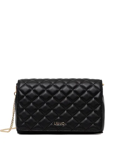 Liu •jo Quilted Chain Shoulder Bag In Black