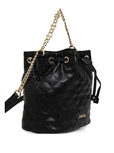 Liu •jo Quilted Chain-strap Bucket Bag In Black