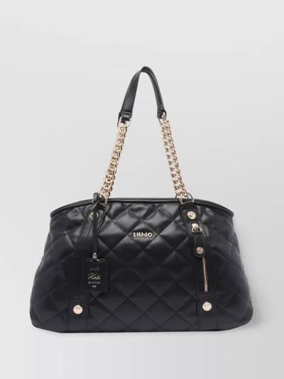 Liu •jo Quilted Chain Strap Shoulder Bag In Black