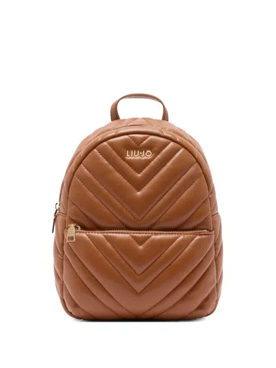 Liu •jo Quilted Chevron Backpack In Brown