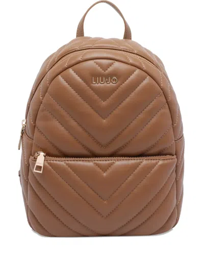 Liu •jo Quilted Chevron Backpack In Brown