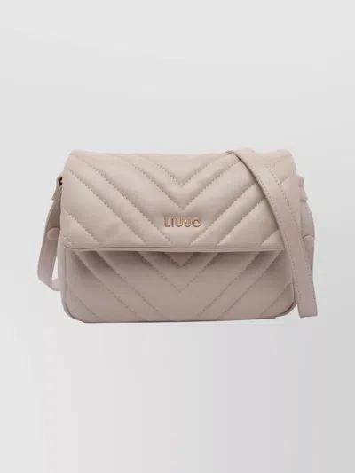 Liu •jo Quilted Chevron Crossbody Bag In Neutral