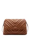 Liu •jo Quilted-chevron Shoulder Bag In Brown
