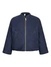 Liu •jo Quilted Denim Bomber Jacket In Blue
