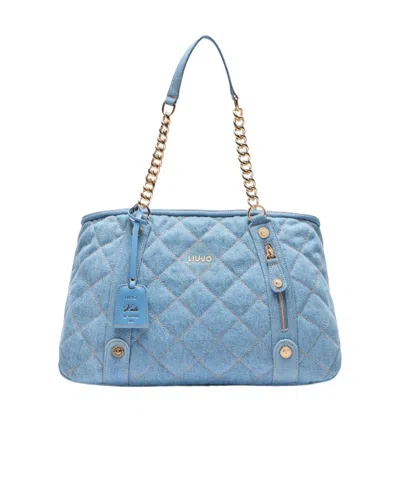 Liu •jo Quilted Denim Shopping Bag In Blue