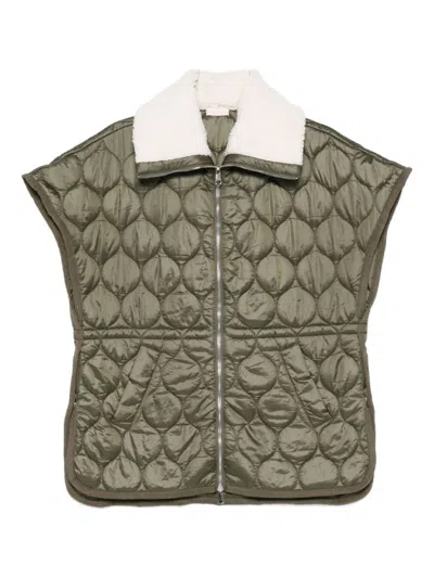 Liu •jo Quilted Green Knitwear Jacket In Gray