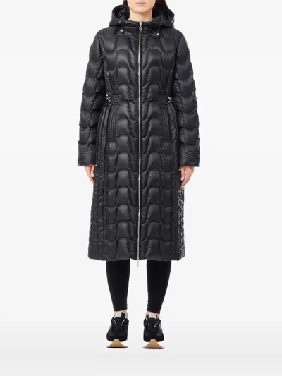 Liu •jo Quilted Hooded Coat In Black