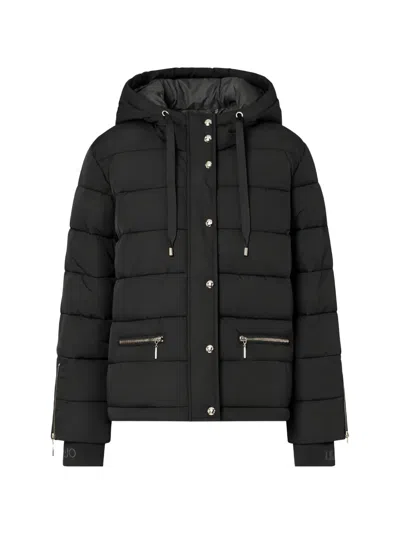 Liu •jo Quilted Hooded Jacket In Black