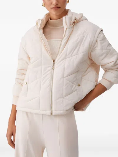 Liu •jo Quilted Hooded Jacket In Neutral